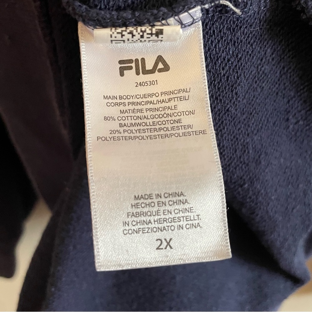 Fila Navy Blue Crewneck Sweatshirt w Embroidered Patch Logo – Size 2XL EUC - Picture 11 of 12